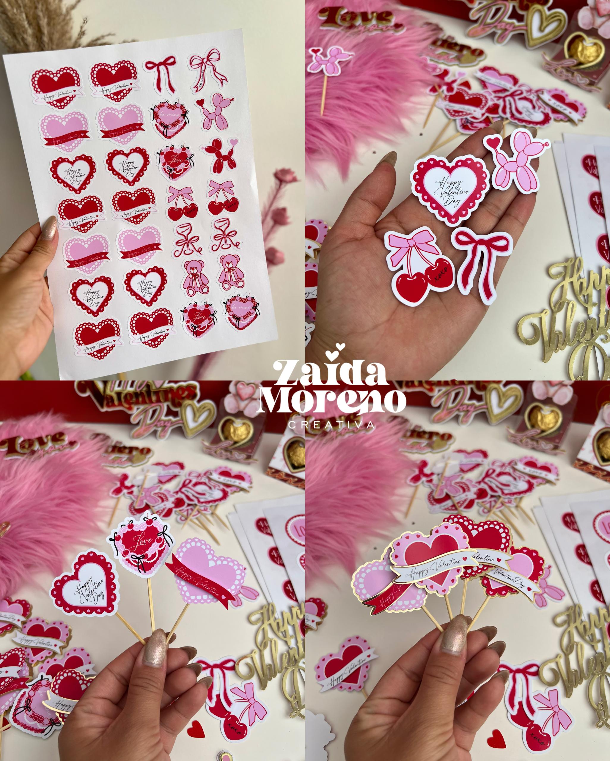 STICKERS - MINI TOPPERS SAN VAÑENTÍN COQUETTE