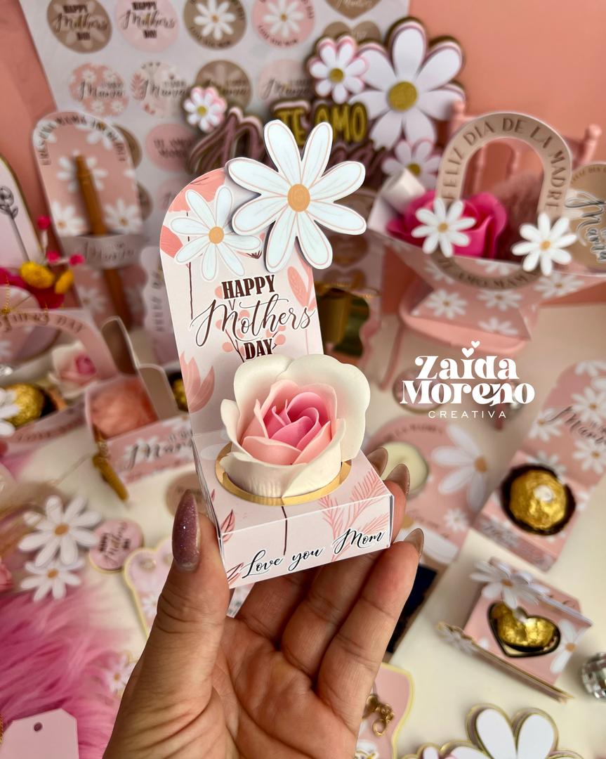 CAJA ESCENARIO PORTA FERRERO DIA DE LAS MADRES MARGARITAS