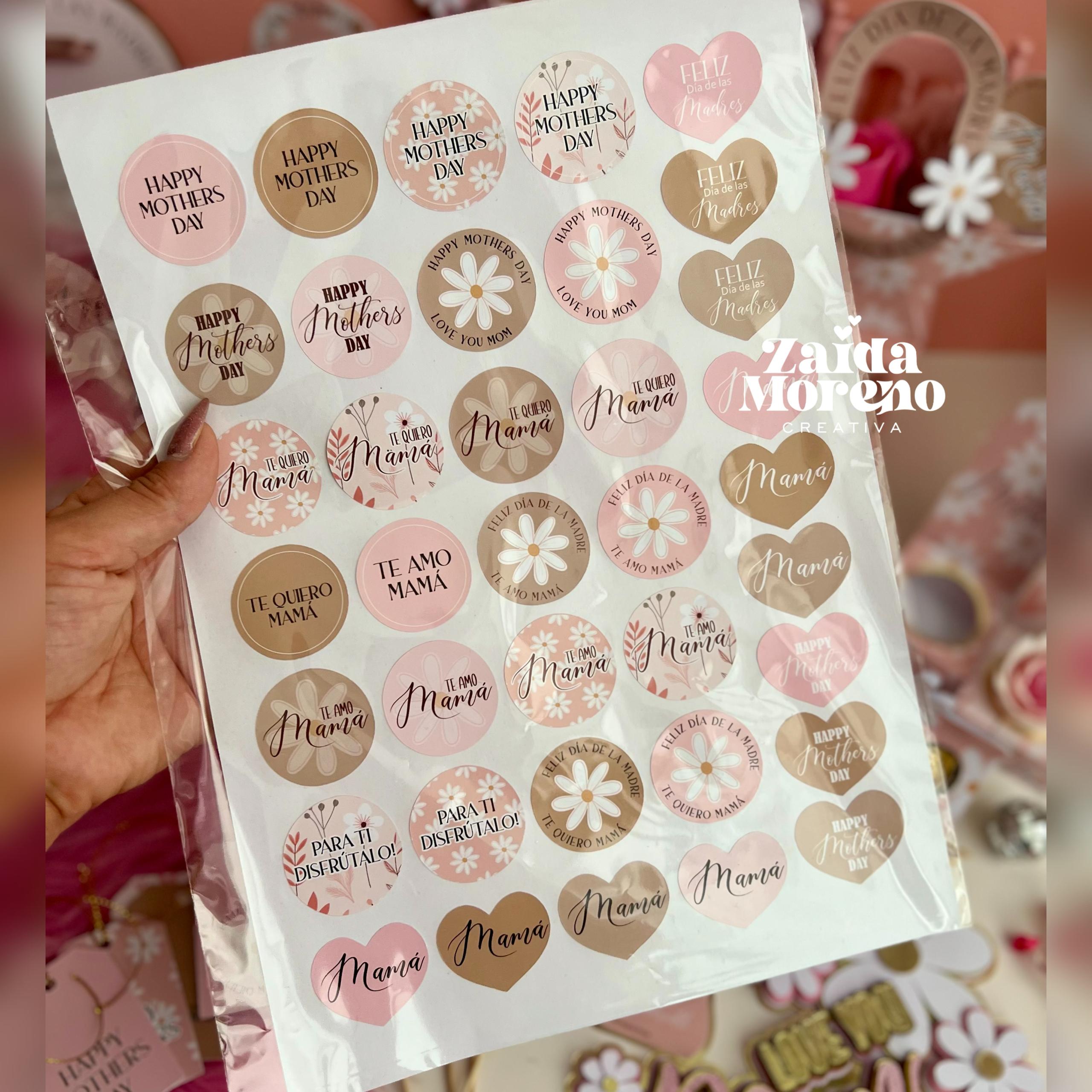 STICKER O MINI CAKE TOPPERS DÍA DE LAS MADRES MARGARITAS