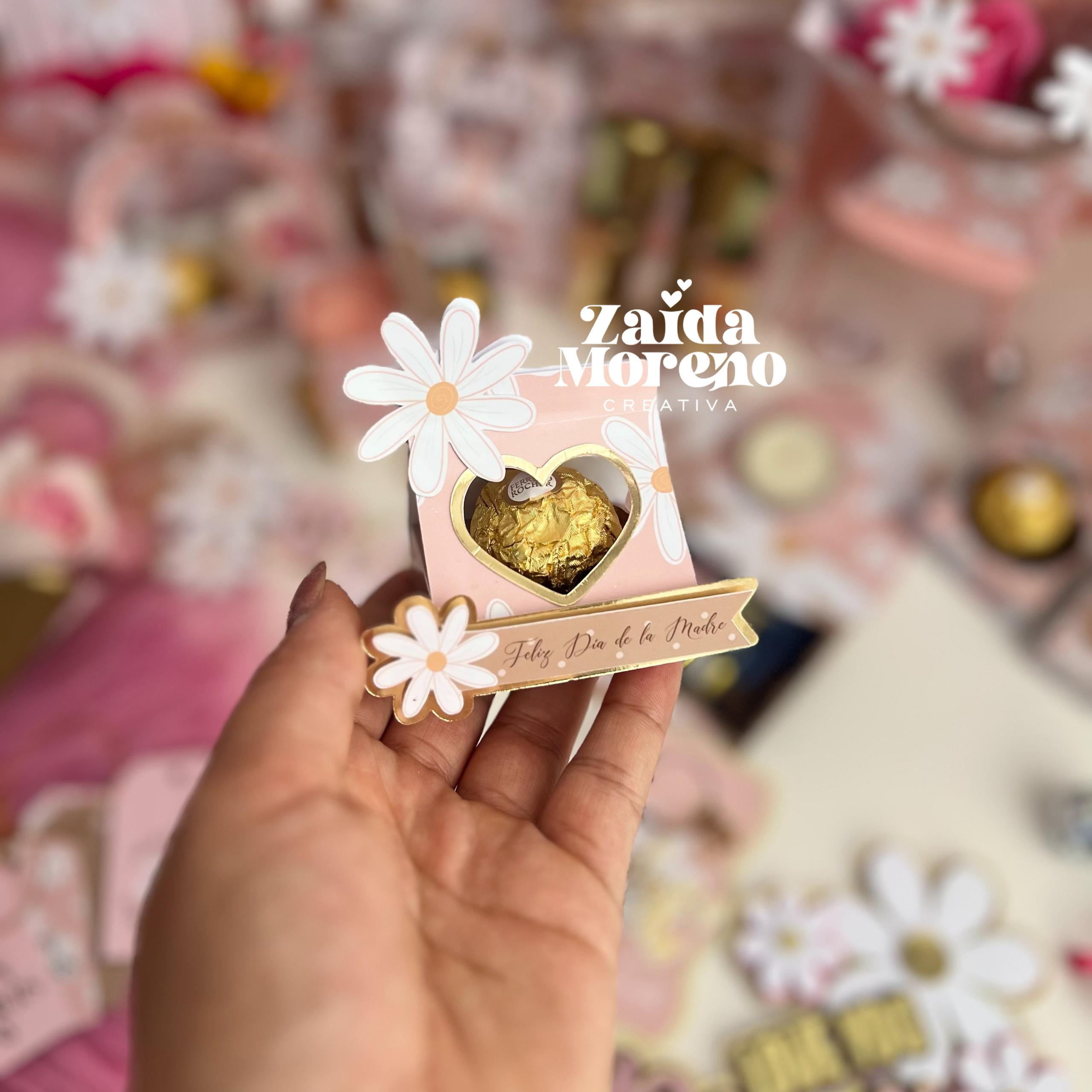 CAJA CORAZON FERRERO DÍA DE LAS MADRE MARGARITAS