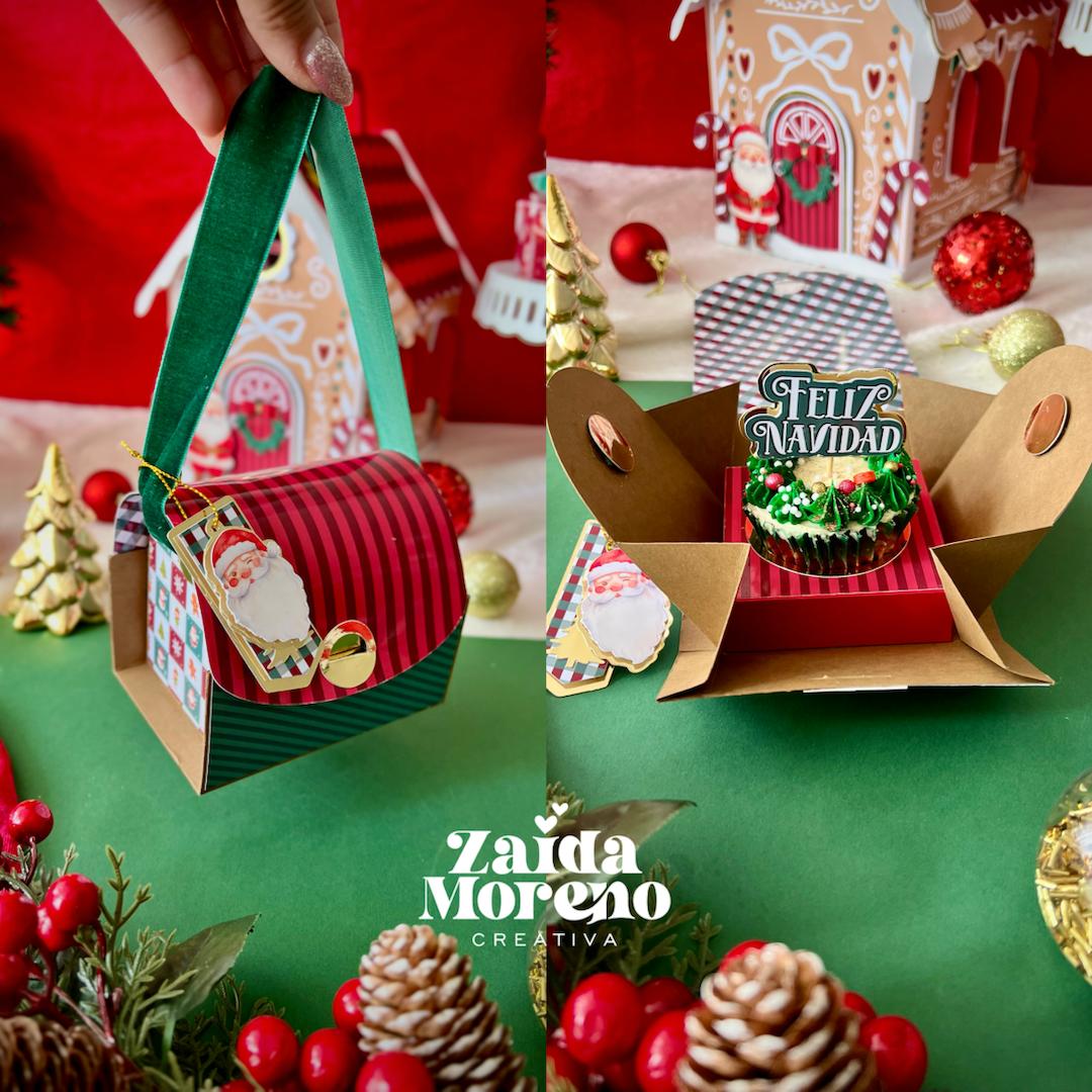 CAJA PORTA CUPCAKE MÁGICA NAVIDAD