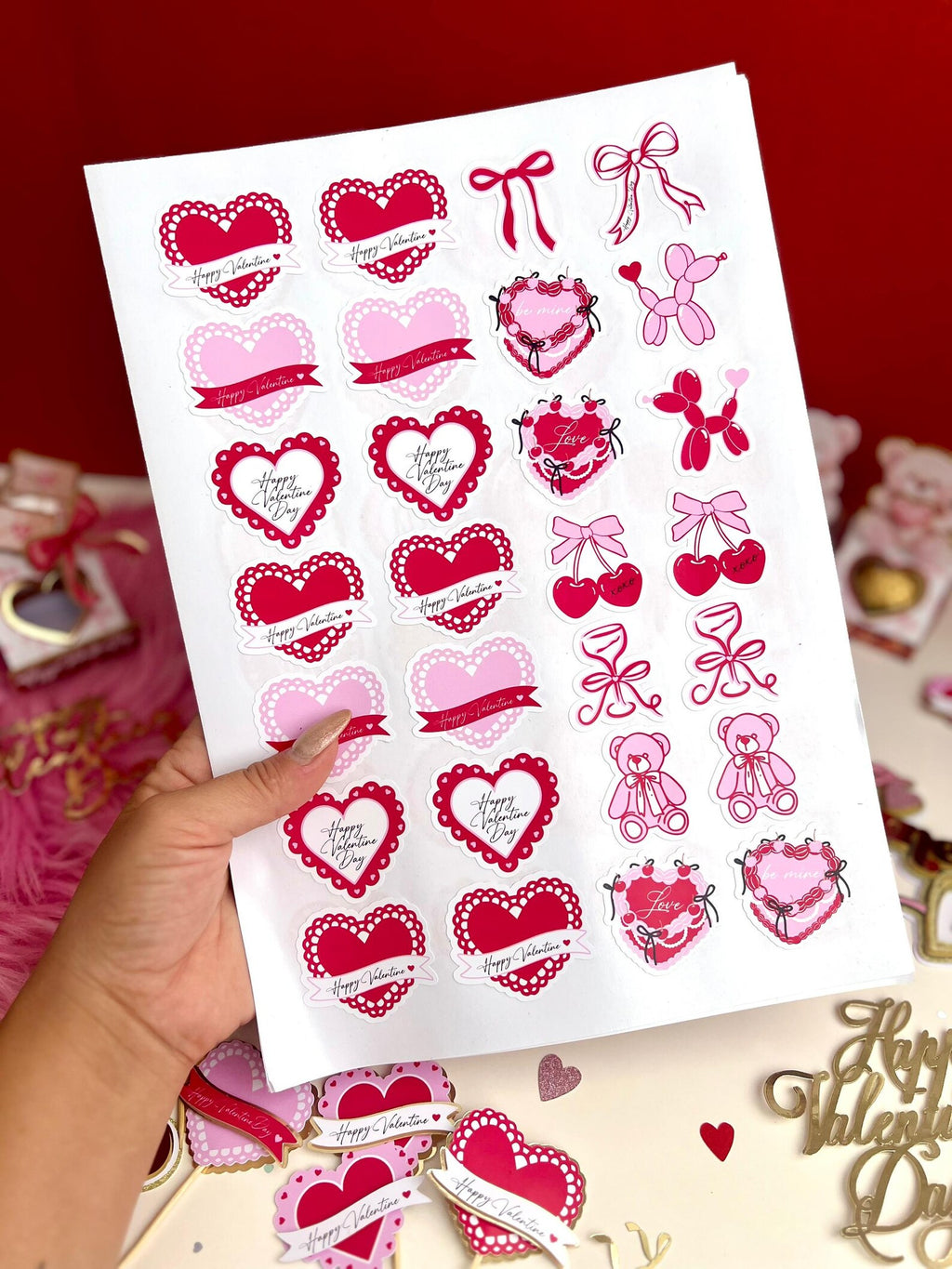STICKERS - MINI TOPPERS SAN VAÑENTÍN COQUETTE