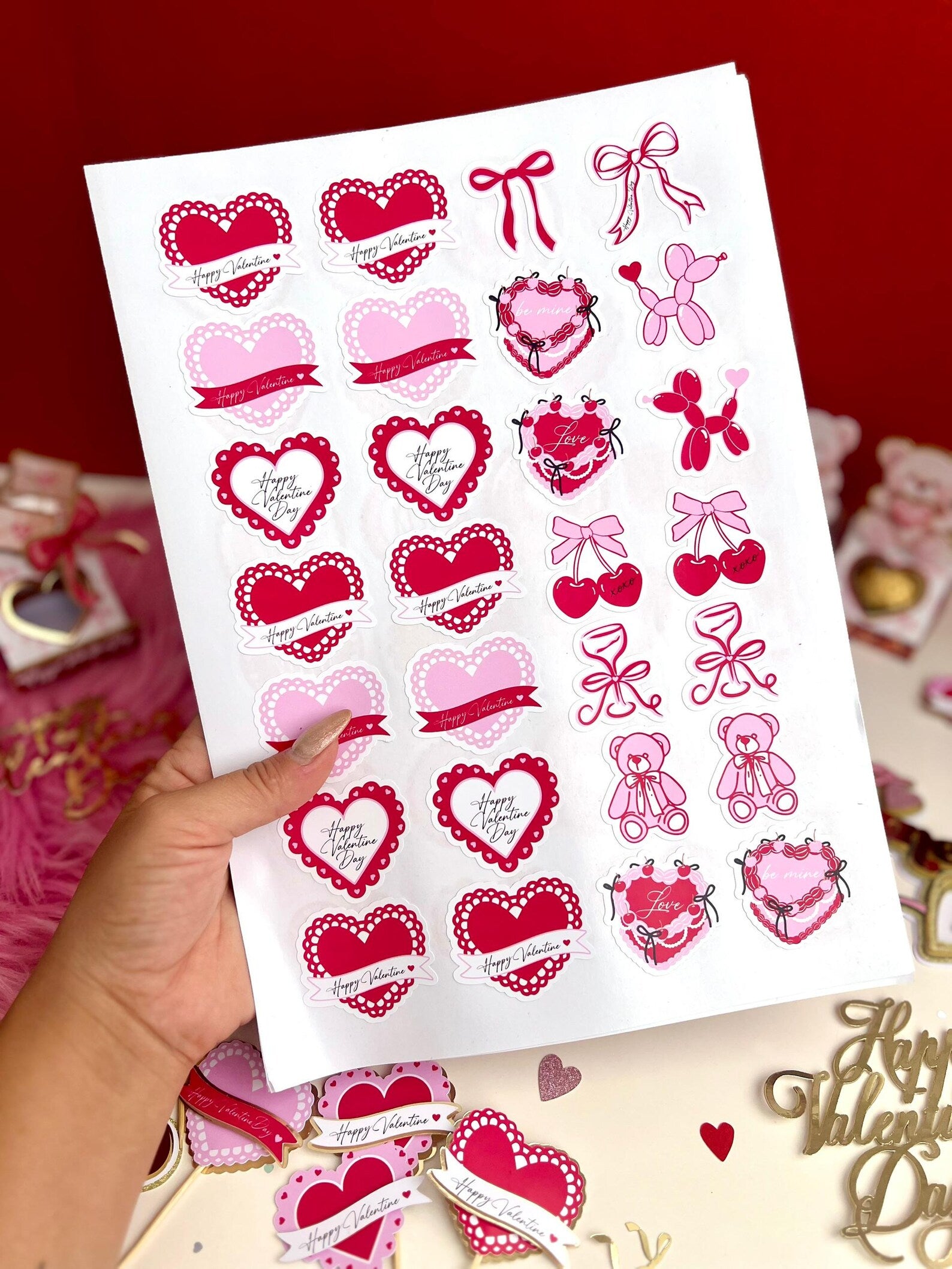 STICKERS - MINI TOPPERS SAN VAÑENTÍN COQUETTE